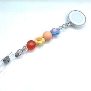 Colorful Floral Beaded Badge Reel